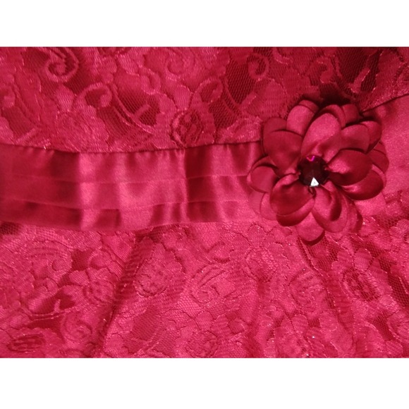 Jona Michelle Party Dress Red Lace‎ Flower Girl Dress Special Occasion Size 7 - Picture 5 of 11